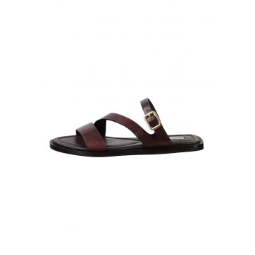 Sandale din piele cu barete multiple Sunlaz - Maro inchis