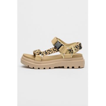 Sandale din piele cu model animal print Pallacruise - Negru/Bej sampanie