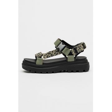Sandale din piele cu model animal print Pallacruise - Negru/Verde sparanghel