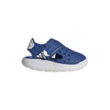 Sandale din piele ecologica cu velcro - Alb/Albastru