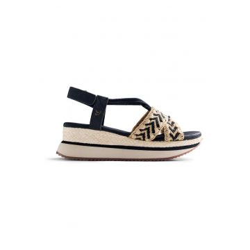 Sandale-espadrile wedge Ugunja - Negru/Bej