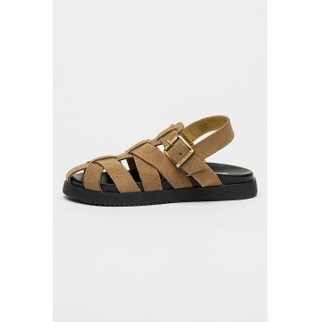 Sandale fisherman din piele intoarsa Jmamba - Maro taupe
