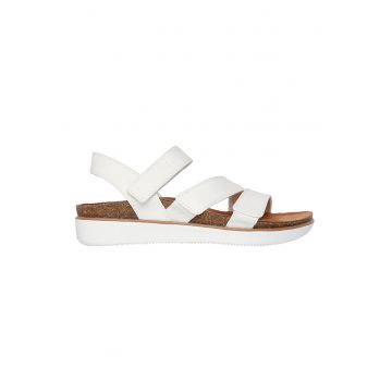 Sandale flatform cu velcro - Alb