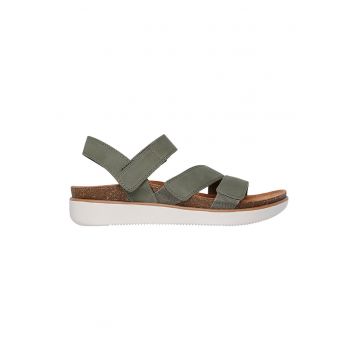Sandale flatform cu velcro - Kaki