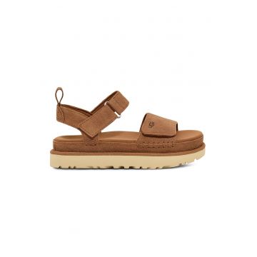 Sandale flatform de piele intoarsa Goldenstar - Caramel