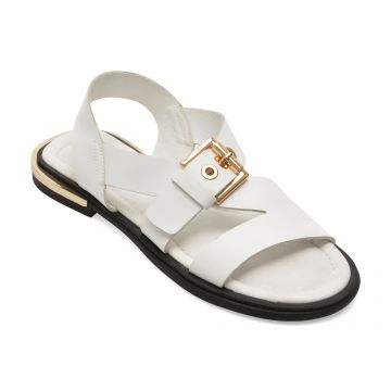 Sandale GOLD DEER albe, 458015, din piele naturala