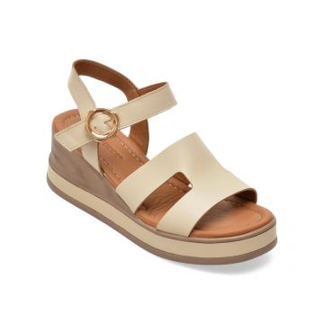 Sandale GOLD DEER bej, 22075, din piele naturala