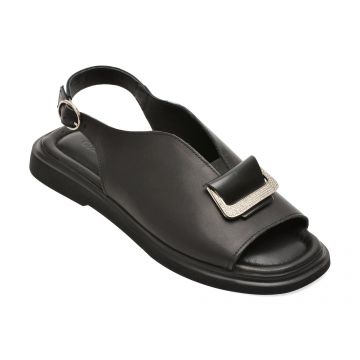 Sandale GOLD DEER negre, 22077, din piele naturala