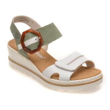 Sandale RIEKER albe, 67476, din piele ecologica