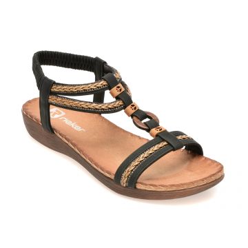 Sandale RIEKER negre, V7564, din piele ecologica