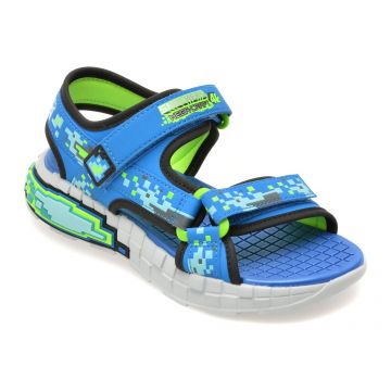 Sandale SKECHERS albastre, 402161L, din piele ecologica