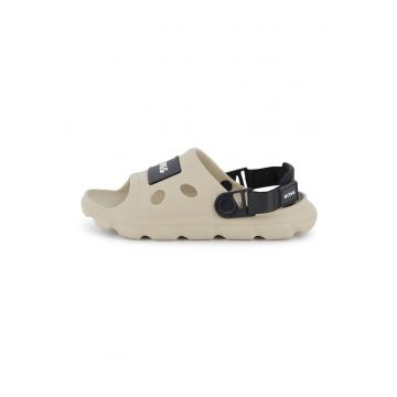 Sandale slingback cu aplicatie logo - Negru/Bej