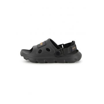 Sandale slingback cu aplicatie logo - Negru
