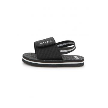 Sandale slingback cu logo - Alb/Negru