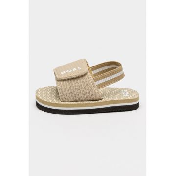 Sandale slingback cu logo - Maro nisip