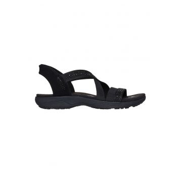 Sandale slip-ins din material textil cu particule stralucitoare Raggaey Slim-Summer - Negru