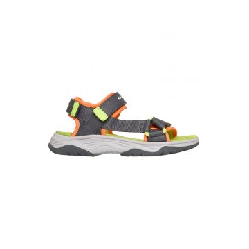 Sandale Tread Seeker wedge cu velcro - Portocaliu/Verde lime/Gri inchis