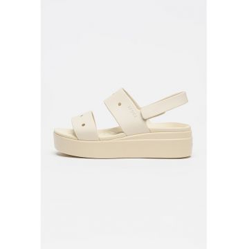 Sandale wedge cu velcro Brooklyn - Maro taupe deschis