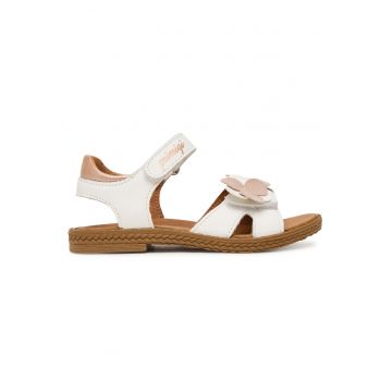 Sandale copii -  piele naturala - alb - sistem inchidere Velcro