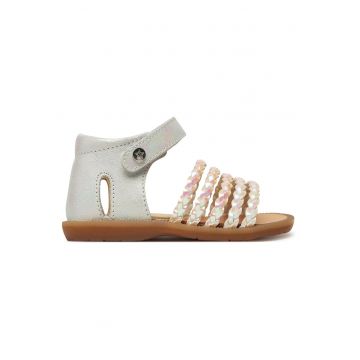 Sandale copii -  piele naturala - pentru fete - alb/roz -
