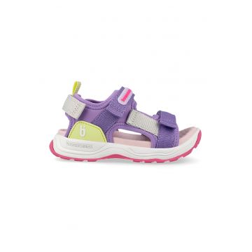 Sandale cu banda dubla velcro - Verde pal/Lila/Alb optic
