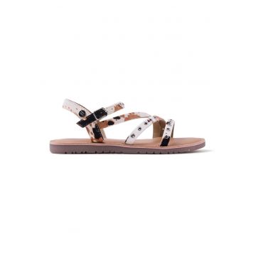 Sandale cu barete multiple si model animal print - Multicolor