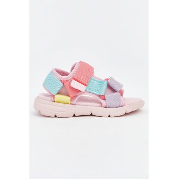 Sandale cu inchidere velcro si model colorblock - Multicolor