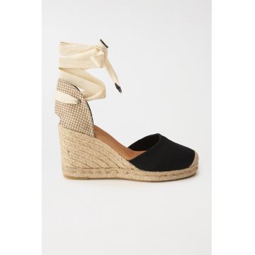 Sandale cu talpa wedge din bumbac