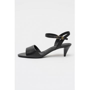 Sandale cu toc kitten - Auriu/Negru