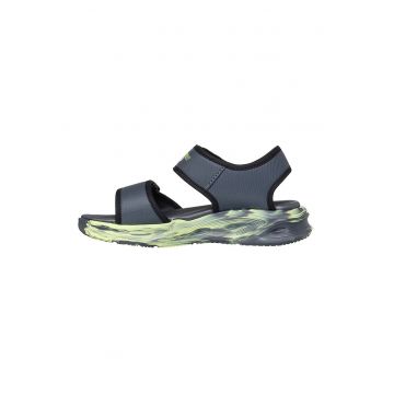 Sandale cu velcro si imprimeu logo - Gri carbune