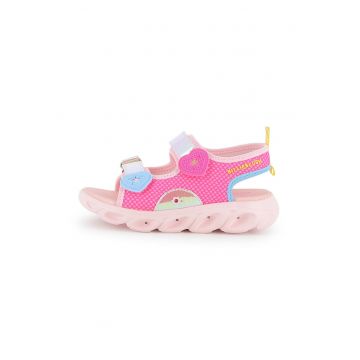Sandale cu velcro si insertii de plasa - Fucsia