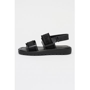 Sandale cu velcro si logo - Negru/Gri antracit