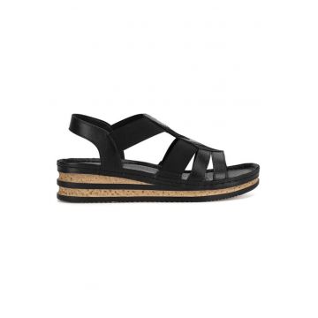 Sandale dama - 89096 -  Piele naturala - Textil - Negru