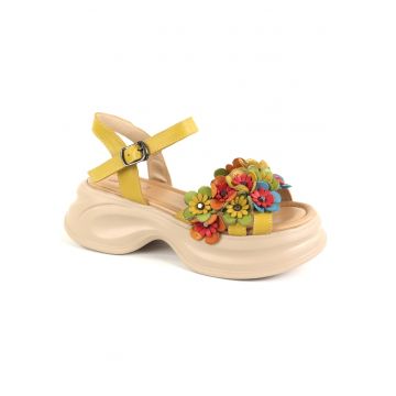 Sandale dama piele naturala 3OLY80012B 08 N - Galben