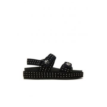 Sandale dama -  piele naturala - Negru/Argintiu
