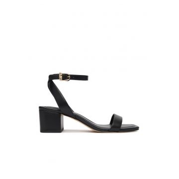 Sandale dama -  piele naturala - negru - toc bloc