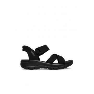 Sandale dama -  velcro - negru - piele ecologica