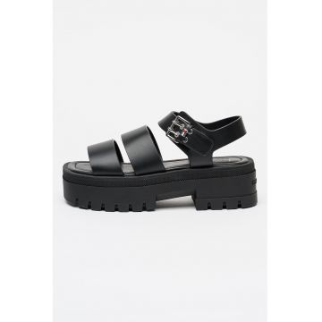 Sandale de piele cu aspect masiv - Negru