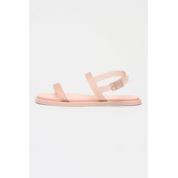 Sandale din material sintetic cu bareta pe glezna - Roz pastel