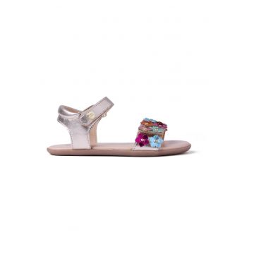 Sandale din piele cu aplicatie cu model floral Loitok - Multicolor