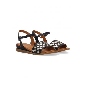 Sandale din piele cu model geometric
