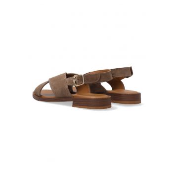Sandale din piele intoarsa cu design in X