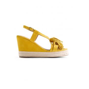 Sandale din piele intoarsa cu talpa wedge Kilosa