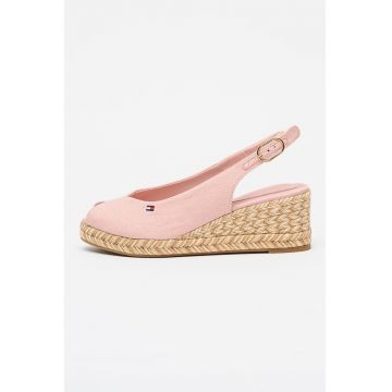 Sandale-espadrile slingback cu talpa wedge - Roz deschis