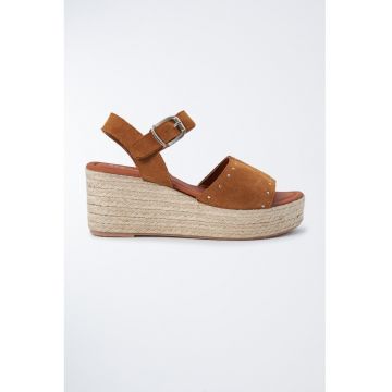 Sandale espadrile wedge din piele intoarsa