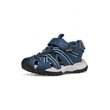 Sandale fisherman de piele ecologica si material textil Borealis - Albastru inchis