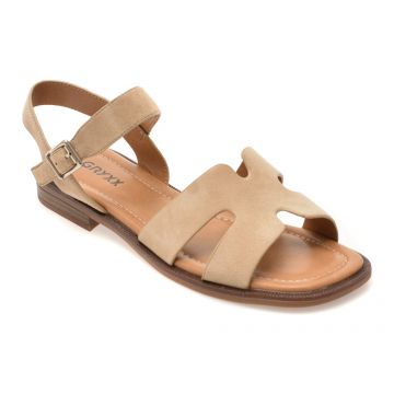 Sandale GRYXX bej, 1352C25, din piele intoarsa