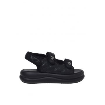 Sandale matlasate cu logo - Negru