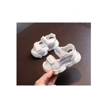 Sandale  Model AL cu dungi cu sclipici - Piele ecologica - Fete - Multicolor -