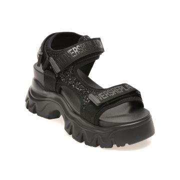 Sandale REPLAY negre, WSIS03S, din piele ecologica